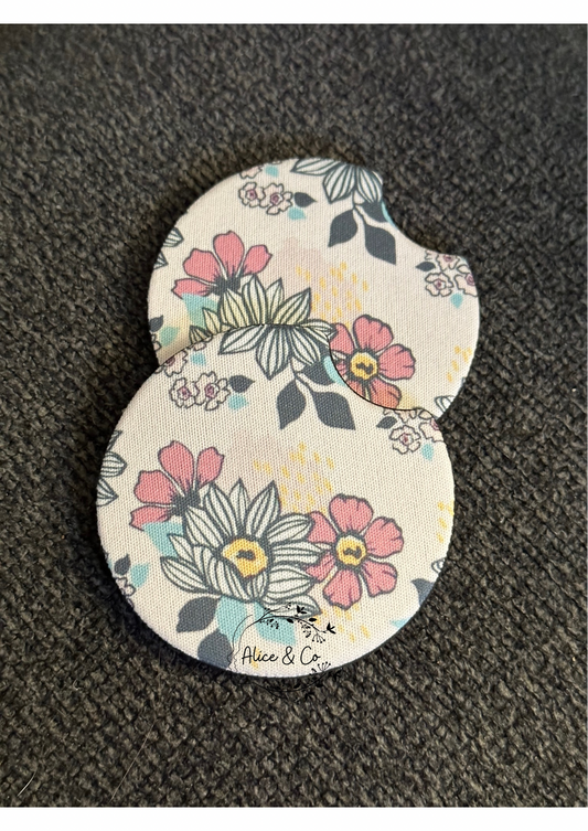 Floral Cushion Car Coaster Set