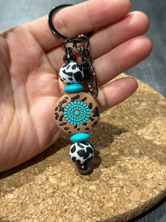 Western Cow Bar Keychain