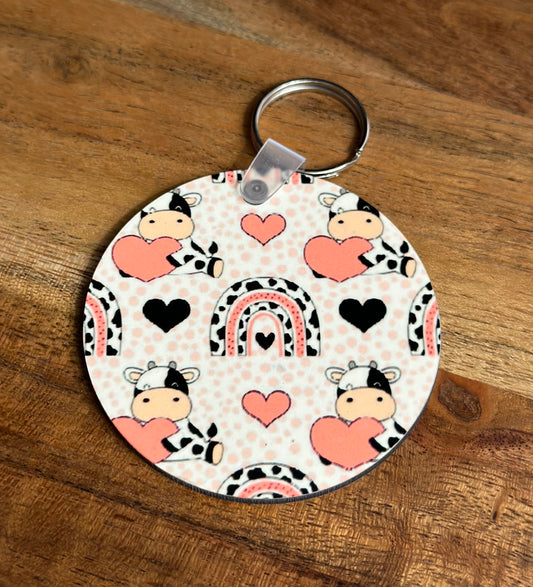 Pastel Rainbow Cow Keychain