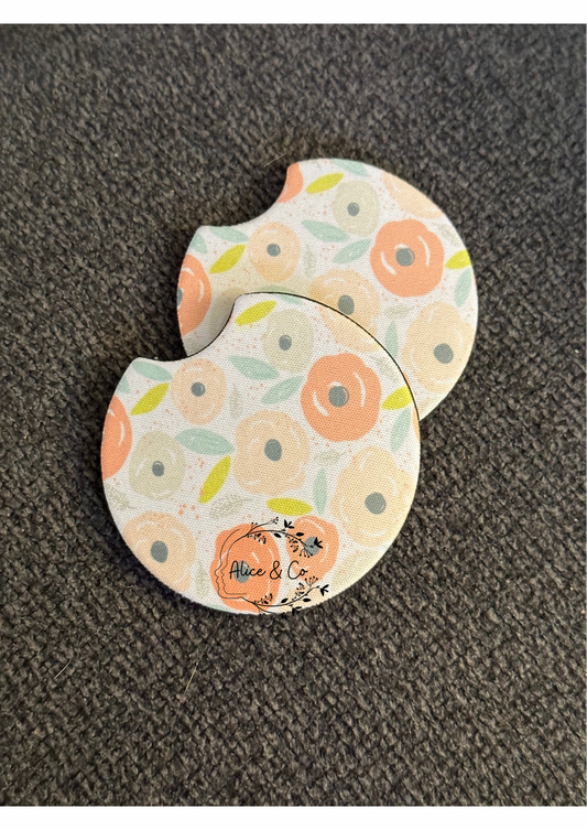 Floral Cushion Car Coaster Set